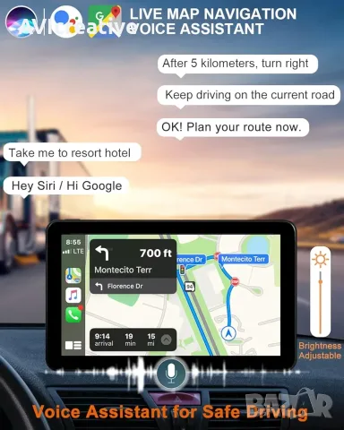 7 INCH Wireless ANDROID AUTO/APLE CARPLAY, снимка 10 - Аксесоари и консумативи - 55153017