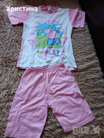 Памучна детска пижама с къс ръкав Peppa Pig 