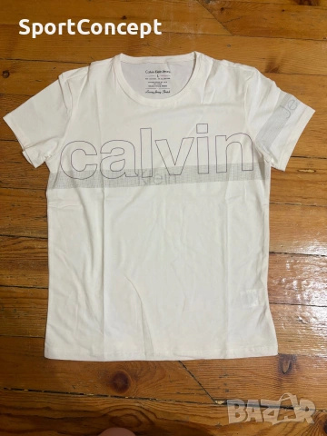 Тениска Calvin Klein Jeans- бяла, снимка 2 - Тениски - 55062410