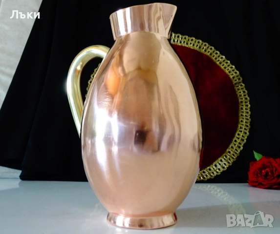 Медна кана,свръх масивна,чиста червена мед 850 гр.,1 л. , снимка 4 - Антикварни и старинни предмети - 54989546