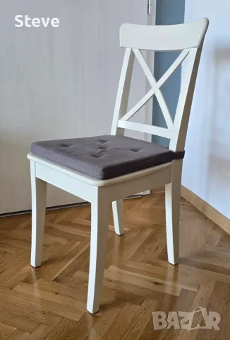 Трапезен стол - Ikea Rosentorp - дървен - бял