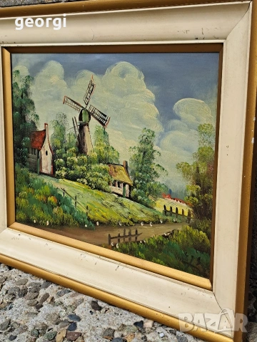 картина маслени бои върху платно вятърна мелница , снимка 7 - Картини - 54006516