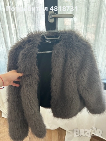 Пухено яке ZARA, снимка 3 - Якета - 54439467