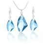 Комплект бижута Сваровски Galaktik Aquamarine – колие и обеци със сини кристали, снимка 3