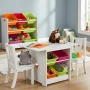 Детски комплект маса 2 стола 4 кутии за съхранение бял 75x46x51 см, снимка 2