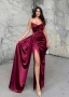 💫Официална Сатенена Рокля в 💫Бордо 💫Червено и 💫Черно👇👇👇, снимка 1