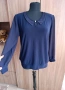 Елегантна тъмно синя блуза с яка, снимка 2
