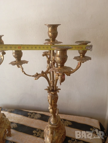 Комплект часовник със свещници рококо, снимка 8 - Антикварни и старинни предмети - 54212657