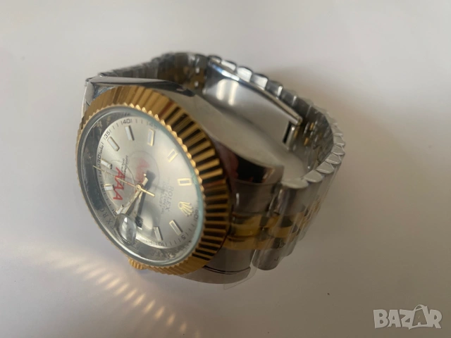 Rolex сребърно златист кварцов часовник нов!, снимка 3 - Мъжки - 54637817