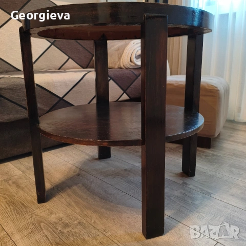 Дървена ретро маса стил Mid-century. 60 см., снимка 3 - Маси - 55195004