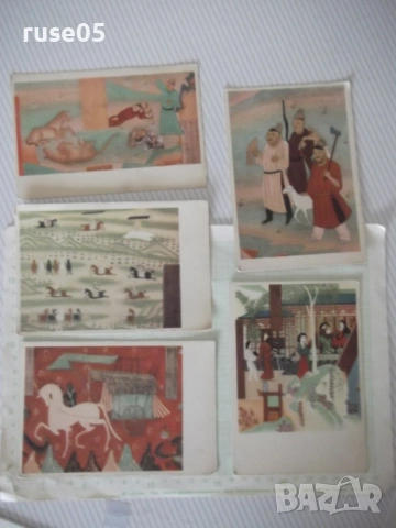Лот от 5 бр. картички с рисунки на китайски художници
