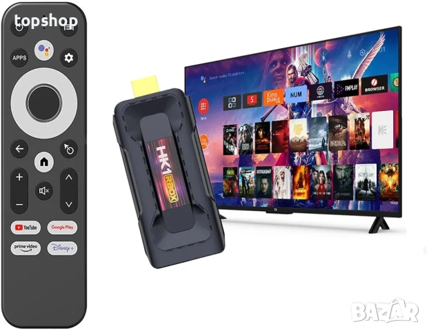 Мощен 8K Смарт ТВ Стик Android 13 с 4GB РАМ и 32GB Вътрешна Памет, Двубандов WiFi 6 и Bluetooth 5.0 