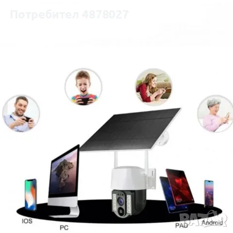 WiFi соларна камера 4G SIM карта, 8MP V380 VC3-4G, снимка 2 - HD камери - 55546426