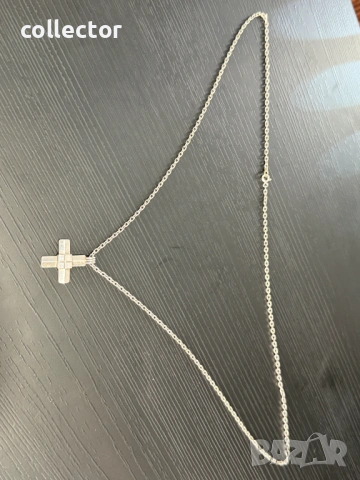 Сребърен комплект - синджир с кръст. №8072, снимка 3 - Антикварни и старинни предмети - 54062587