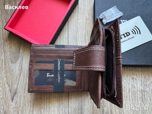 Buono Pelle оригинален мъжки портфейл портмоне естествена кожа нос Англия, снимка 7 - Портфейли, портмонета - 54496760
