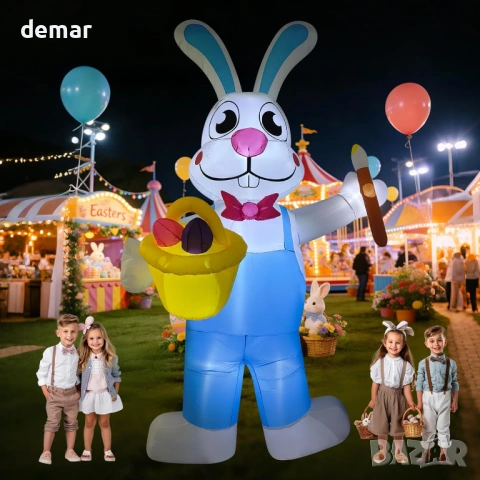Гигантска 4,5-метрова великденска надуваема декорация за открито, надуваем заек