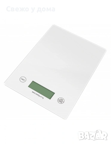 Кухненска везна Rosberg Premium, 5 кг., LCD екран с ГАРАНЦИЯ в бяло/черно