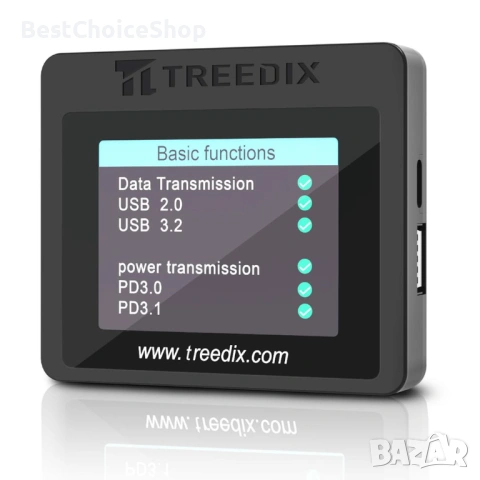Treedix USB тестер за кабели 2.4-инчов цветен дисплей поддържа множество типове кабели – USB-C