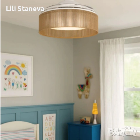 Brizy Bright Rattan – Вентилатор за таван с лампа и функция лято/зима., снимка 5 - Вентилатори - 54364784