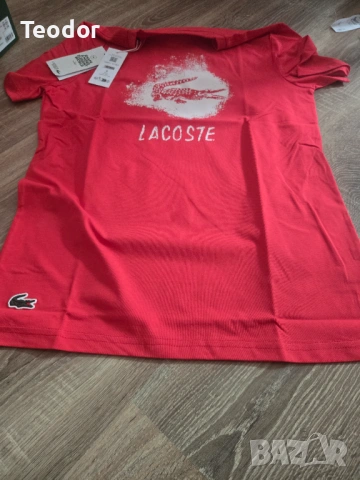 Нова червена тениска Lacoste размер М, снимка 3 - Тениски - 54809694