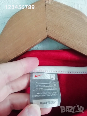 Nike Fit оригинална ретро фланелка червена тениска Найк размер мъжки L vintage , снимка 5 - Тениски - 51058572