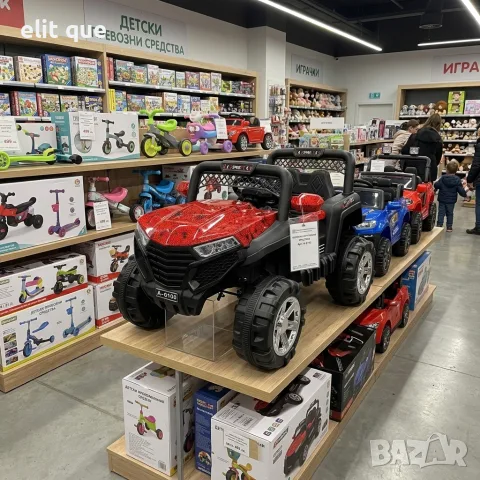 Детско електрическо бъги 4×4 с дистанционно, LED, USB и MP3 – 4 мотора, червено