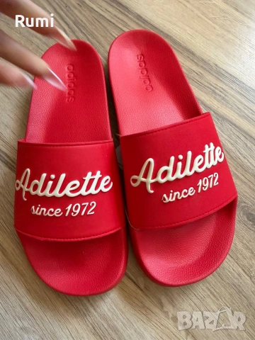 Чисто нови оригинални червени чехли adidas adilette ! 41,42,43,46 н, снимка 3 - Мъжки чехли - 54724574
