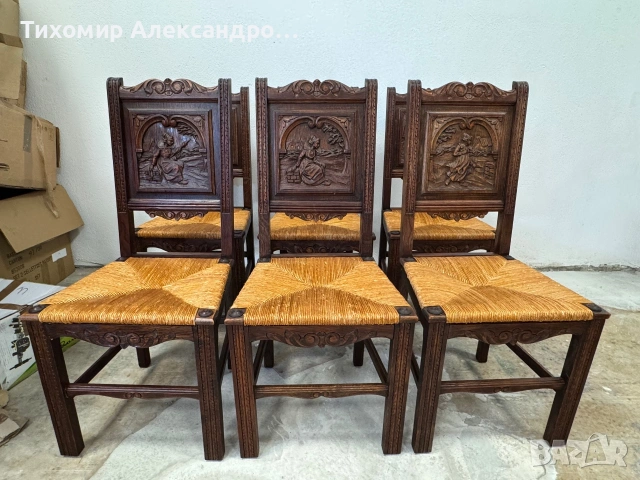 Комплект трапезни столове от дъбов масив, снимка 5 - Столове - 55006007