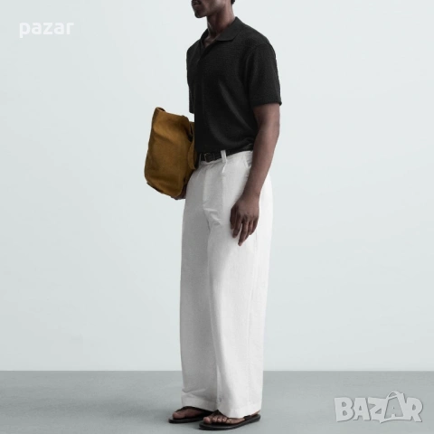 ZARA плетена мрежеста мъжка риза с къс ръкав M-L, снимка 7 - Ризи - 54417366