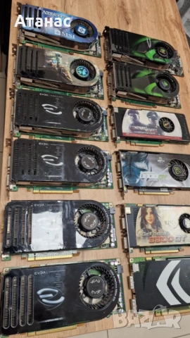 Колекция НЕРАБОТ винтидж видеокарти NVIDIA GeForce 8800 (EVGA, ASUS, MSI, XFX) – Рядка ретро техника, снимка 5 - Видеокарти - 54218603