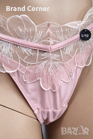 Дамско долнище Hunkemöller L – нежно розово с дантела и флорална бродерия, снимка 3 - Бельо - 54538598