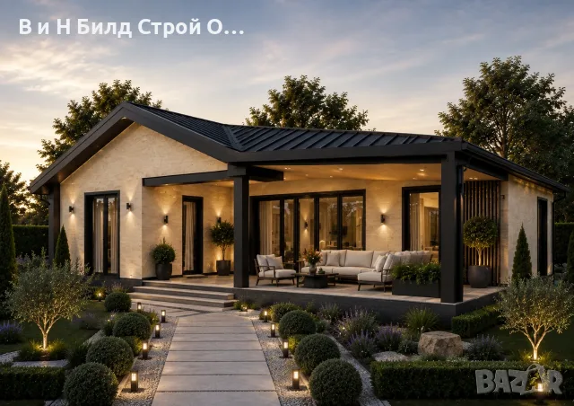 Сглобяема къща - 80 кв.м с покрита веранда