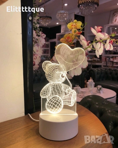 Холограмна 3D LED нощна лампа