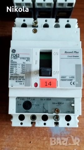 Автоматични Трифазни прекъсвачи GE Record Plus FD63 - 63A (General Electric), снимка 2 - Строителни материали - 55004985