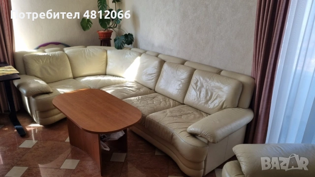 Луксозен кожен диван + фотьойл, снимка 4 - Дивани и мека мебел - 54357785