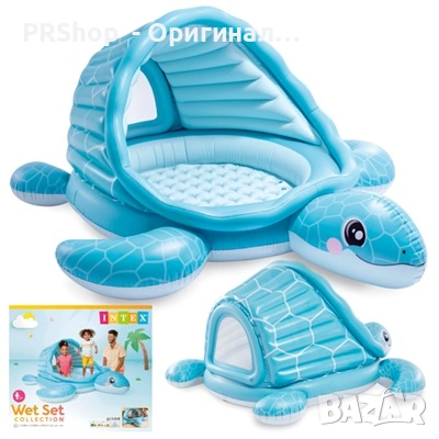 Детски надуваем басейн със сенник INTEX Костенурка, 218 х 206 х 97 см