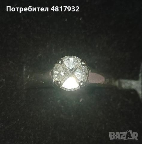 Златен пръстен с диаманти., снимка 3 - Пръстени - 54660265