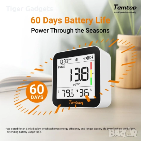 Temtop M10+ Smart монитор за качество на въздуха – CO2, AQI, PM2.5, VOC, температура и влажност с Ap, снимка 3 - Друга електроника - 54450631