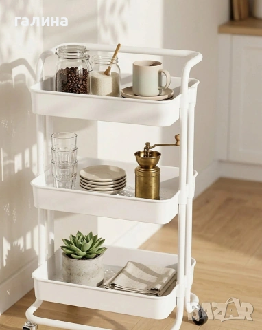 ,Практична триетажна количка с метални колела и стопери, снимка 2 - Други - 54223083