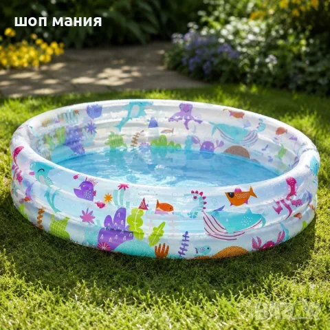 Детски надуваем басейн 152 x 30 см – 3 въздушни пръстена, 282 л, за деца 2+