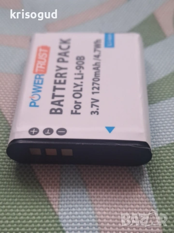 Нова батерия за фотоапарат, PowerTrust, Li-90B, 3.7V 1270mAh / 4.7Wh, снимка 3 - Оригинални батерии - 53969959
