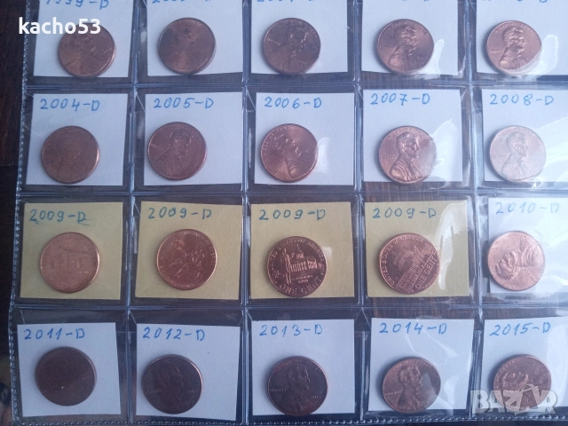 Колекция от 1 цент 1940-2022 г., буква - D , САЩ, снимка 8 - Нумизматика и бонистика - 54710429