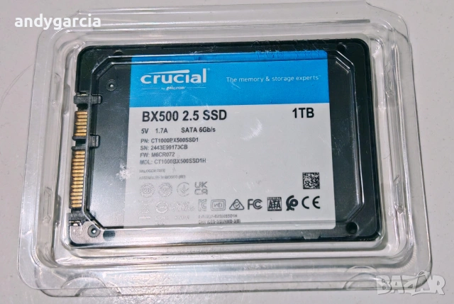 1TB SSD диск CRUCIAL BX500 ЧИСТО НОВ 1000GB SSD 2.5 CT1000BX500SSD1 disk laptop computer, снимка 4 - Твърди дискове - 54556489