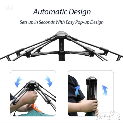 Палатка Автоматична, двуместна с два входа, 200/220, снимка 3 - Палатки - 54062501