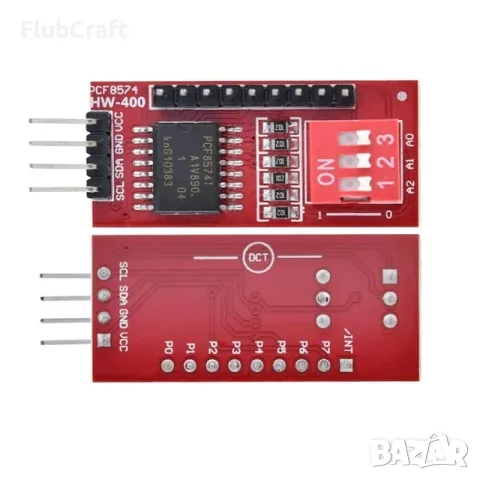 IIC/I2C сериен интерфейсен адаптерен модул PCF8574T червен