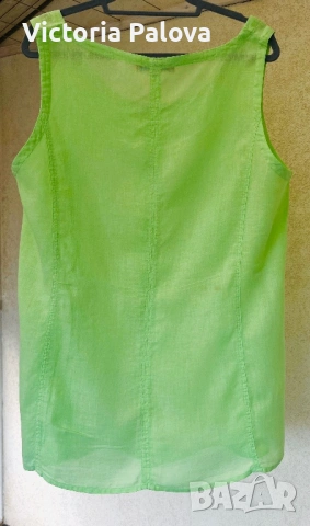 Свеж ленен потник / туника VETONO - цвят лайм, снимка 5 - Туники - 54010109