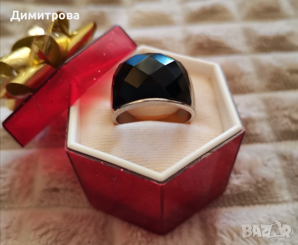 Масивен сребърен пръстен с оникс