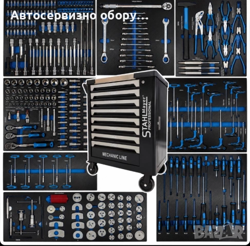 Професионален инструментален шкаф STAHLMAYER MECHANIC LINE – 293 части, 8 чекмеджета