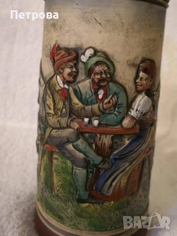 Голяма, релефна немска халба за бира. , снимка 2 - Колекции - 54010318