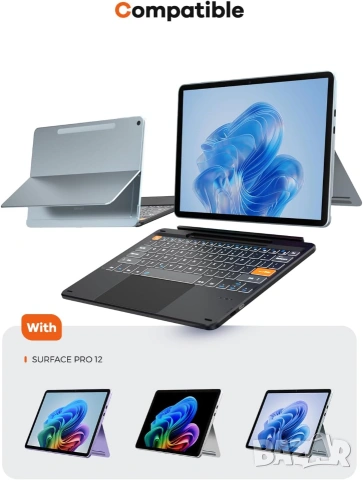 Безжична клавиатура с тъчпад за Surface Pro 12 и Copilot+, снимка 2 - Клавиатури и мишки - 50990139